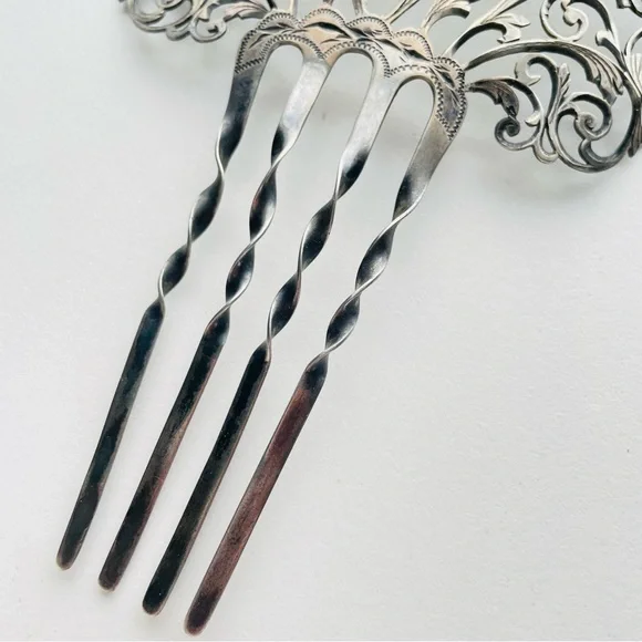 sterling Hair Comb Peinetta Mantilla Tango Flamenco Accessory Filigree - Picture 11 of 16